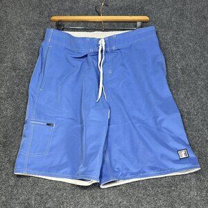 Johnnie-O Board Shorts Mens XL Blue Tie Waist Zip Pockets West Coast Prep